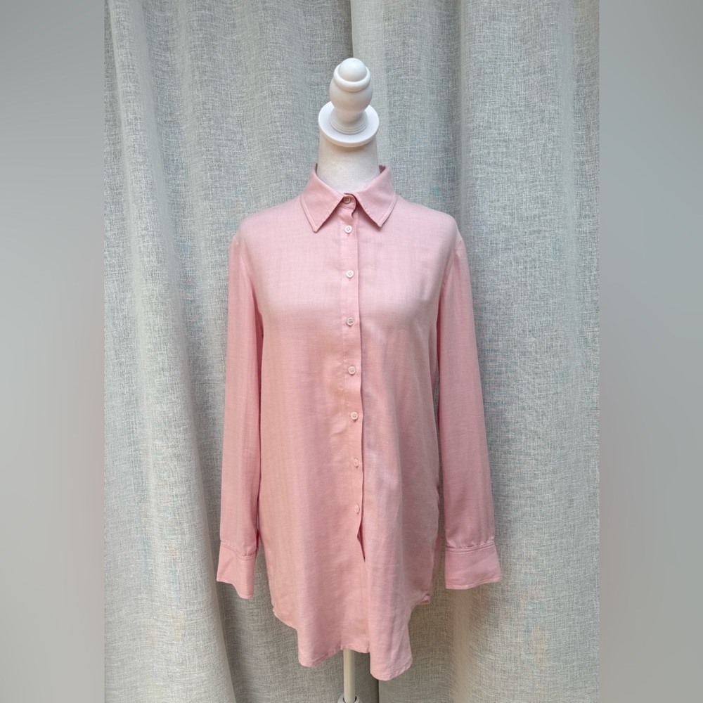 Poeta Palm Beach premium cotton light pink long sleeve button down shirt blouse